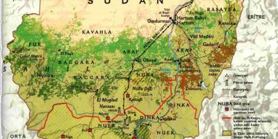 Kort af Súdan landafræði